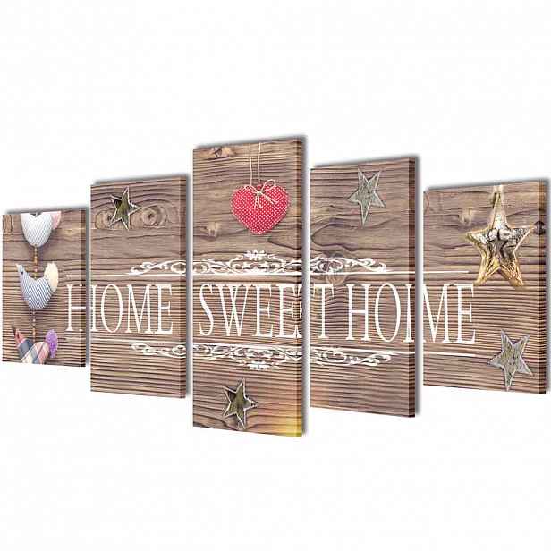 vidaXL Sada obrazů, tisk na plátně, Home Sweet Home, 100 x 50 cm