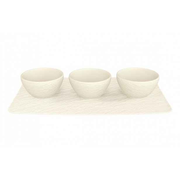 Villeroy & Boch Manufacture Rock Blanc sada misek na dip s podnosem