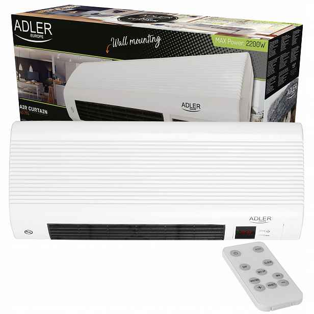 Vzduchová Clona S Dálkovým Ovládáním, Termoventilátor, Elektrický Ohřívač 2200 W, Led