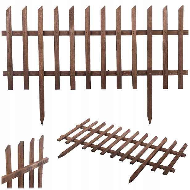 Zahradní Plot 100x60cm Dřevěný Zapichovací Plot Palisáda Obrubník Oplocení