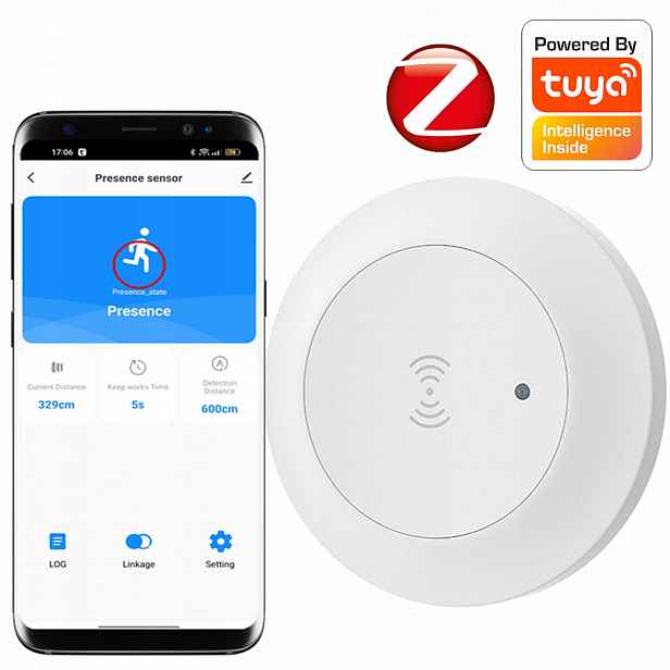 Rtx Mikrovlnný senzor přítomnosti ZigBee Tuya Smart 230V nástěnný