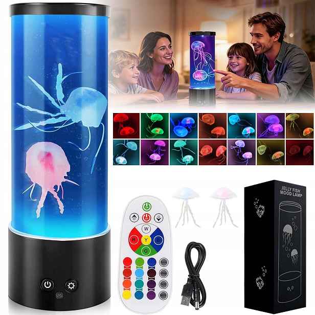 Usb Led Medúzová Lampa 17 Barev S Dálkovým Ovládáním, Lávová Lampa Jellyfish, 4 Režimy