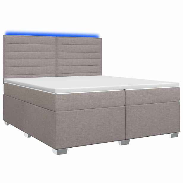 vidaXL Postel boxspring s matrací s čelo Taupe 200 x 200 cm Textil