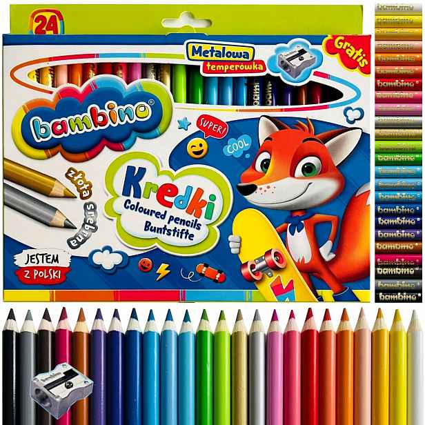 Balení školních pastelek pro dítě Pastelky 24 Barev 15 cm Dobrá kvalita
