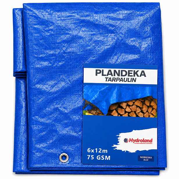 Silná Voděodolná Plachta 6x12 m Modrá Vyztužená Plachta 75 g/m2 Gsm
