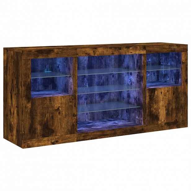 vidaXL Příborník s LED osvětlením kouřový dub 142,5 x 37 x 67 cm