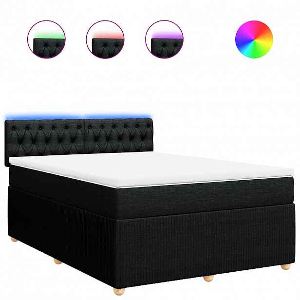 vidaXL Box spring postel s matrací černá 140 x 190 cm textil