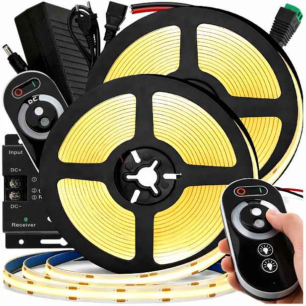 Led páska 10 m Cob Neon 12V 320 diod 120 W Jasné Silné Světlo 8 mm Set