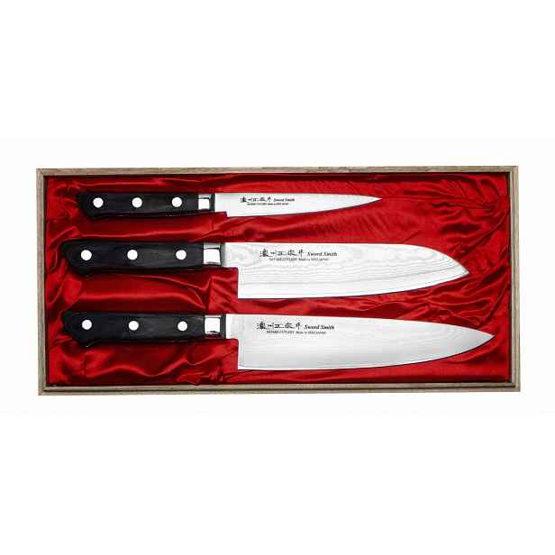 Satake Cutlery Mfg Daichi Sada 3 nožů v dřevěné krabičce