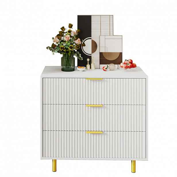 STILVORA KUCHYŇSKÁ SKŘÍŇ v bílé barvě se 3 zásuvkami a moderním designem, do obývacího pokoje, 80 × 40 × 72 cm