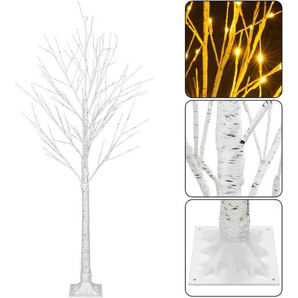 Vánoční stromek Dekorativní svítící Led Bříza 150 cm Lampičky Studená bílá