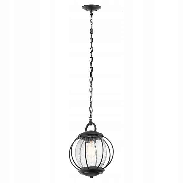 Venkovní závěsná lampa s texturou, černá, industriální, kulatá, Kichler