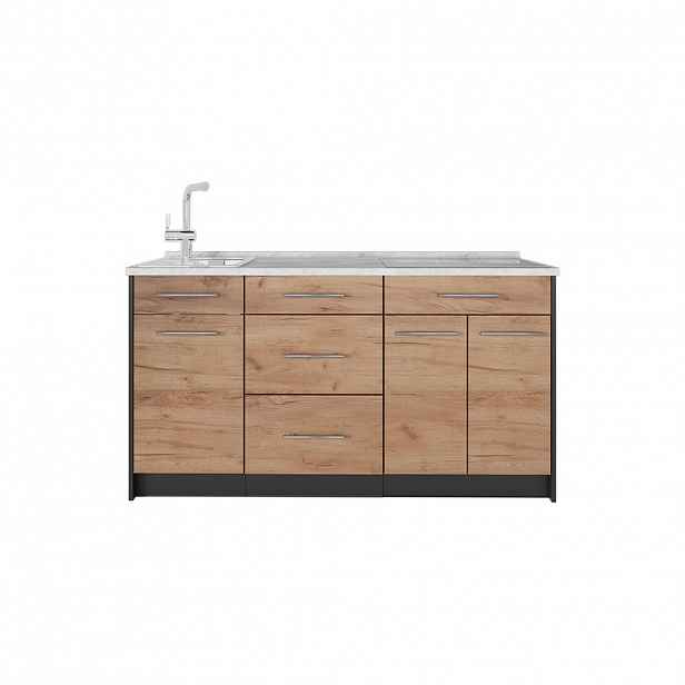 Vicco KUCHYŇSKÝ BLOK Fame-Line, Zlatý mocný dub/Antracit, 150 cm, PD Mramor