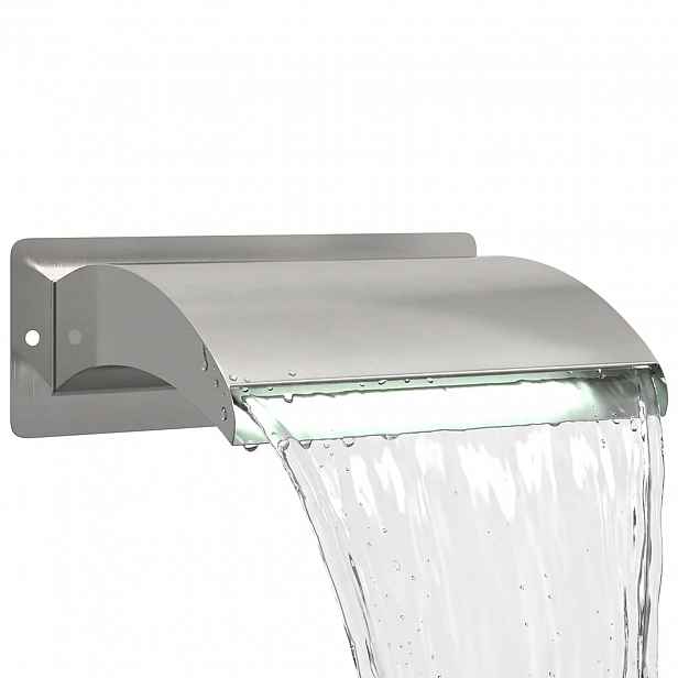vidaXL Vodopád do bazénu s LED Nerezová ocel 304 30 x 9 x 26 cm