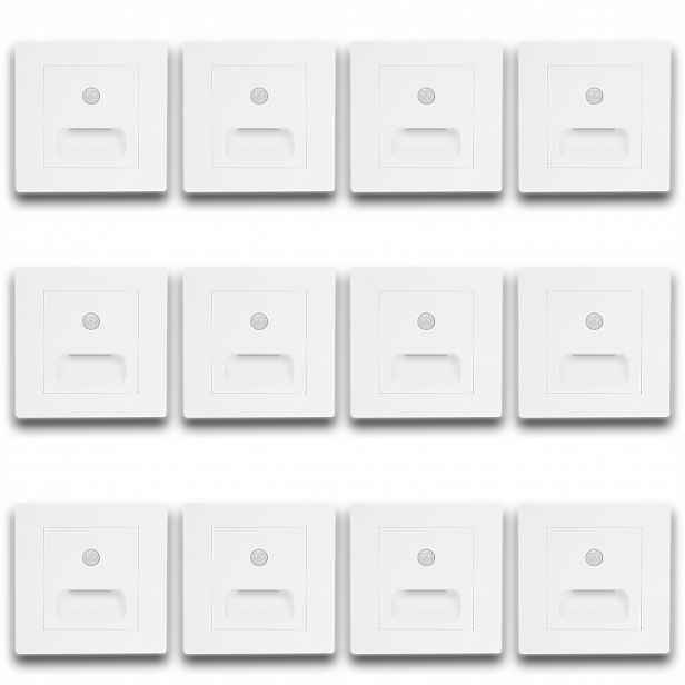 12 X Led Schodišťová Lampa Bílá Osvětlení Schodů Senzor Pohybu Soumraku