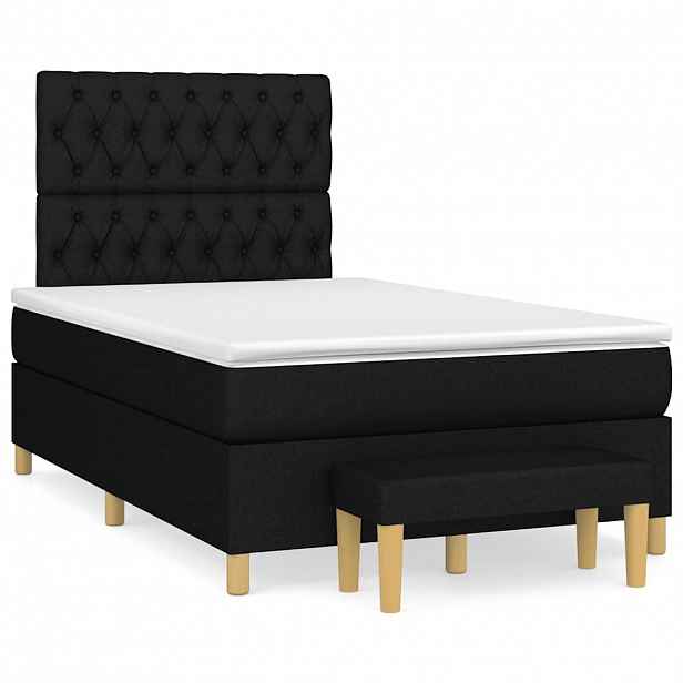 vidaXL Box spring postel s matrací černá 120x190 cm textil