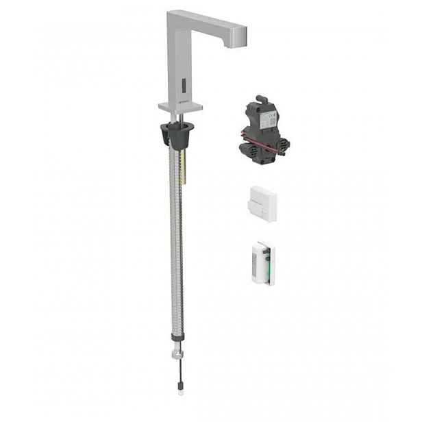 Geberit Brenta - Elektronická umyvadlová baterie, napájení z generátoru, easy to clean, kartáčovaná nerez 116.196.SN.1