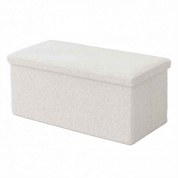 Relaxdays LAVICE Bílá teddy látka úložný prostor 76x38x38 cm