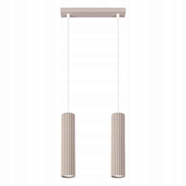 Sollux Závěsná lampa lišta dvě vroubkované tuby taupe 2xGU10 10W Karbon