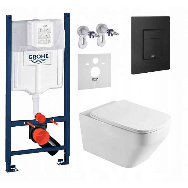 Wc sada Grohe s miskou Imprese Naron s tlačítkem černá matná Fresh