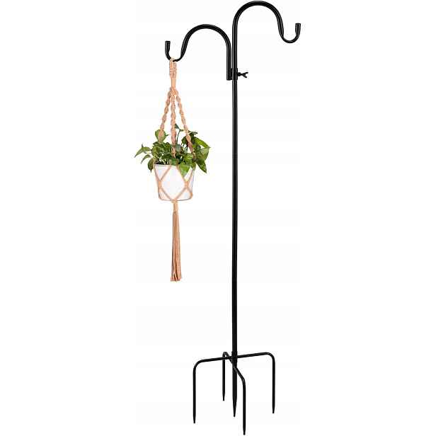 Zapichovací Věšák Na Květiny Květinový Stojan Dvojitý Kovový 120 cm Pro Zahradu
