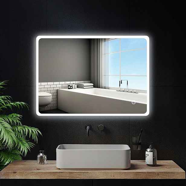 Zrcadlo s osvětlením 70 x 50 cm studená bílá barva 6000K