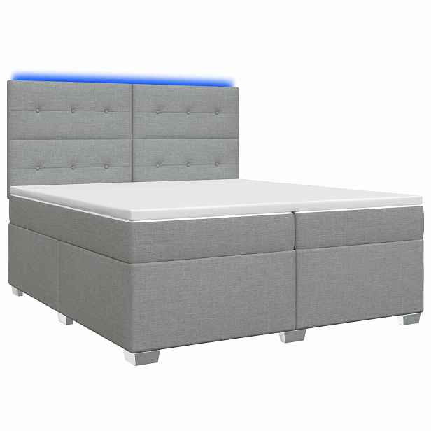 vidaXL Postel boxspring s matrací Světle šedá 200 x 200 cm Textil