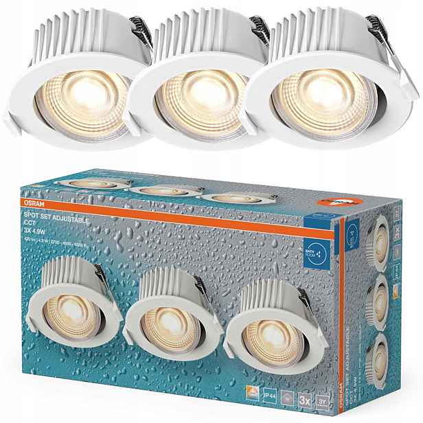 3x Led podomítkové svítidlo Spot Hermetické IP44 Pohyblivé 4.9W 290lm Cct