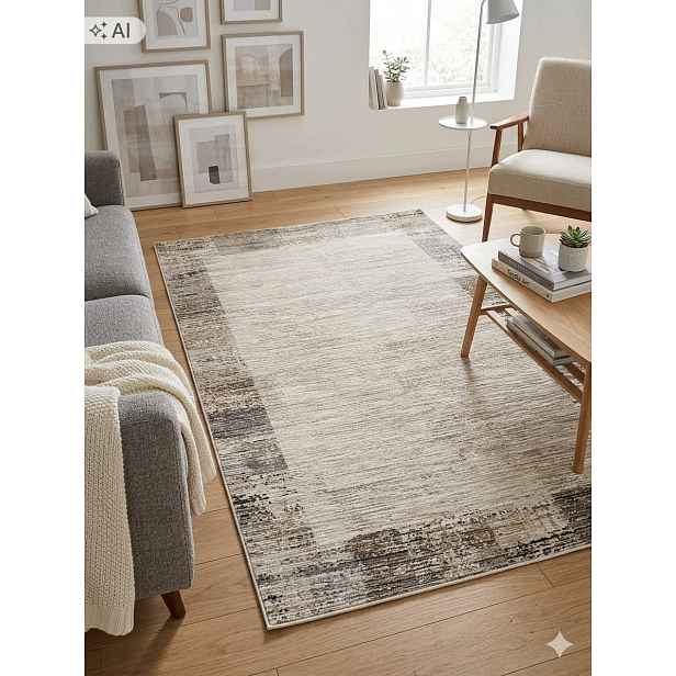 Koberec do obývacího pokoje 133 x 190 cm, vícebarevný, měkký vlas, plyšový