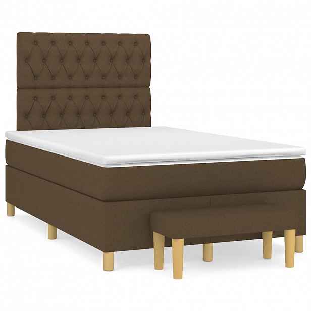 vidaXL Box spring postel s matrací tmavě hnědá 120x190 cm textil