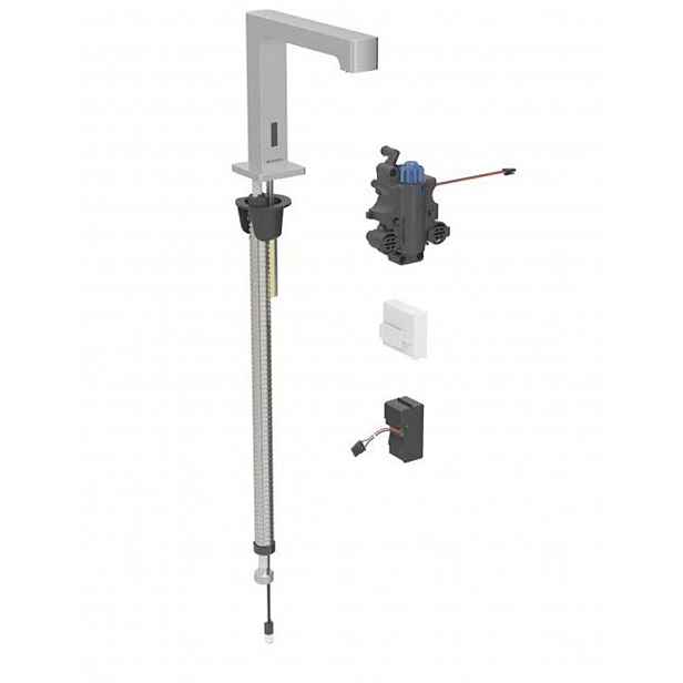 Geberit Brenta - Termostatická elektronická umyvadlová baterie, síťové napájení, easy to clean, kartáčovaná nerez 116.197.SN.1