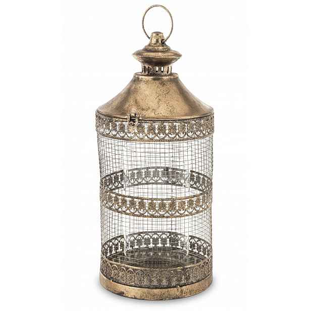 Kovová Lucerna Tmavé Zlato Retro Lampion