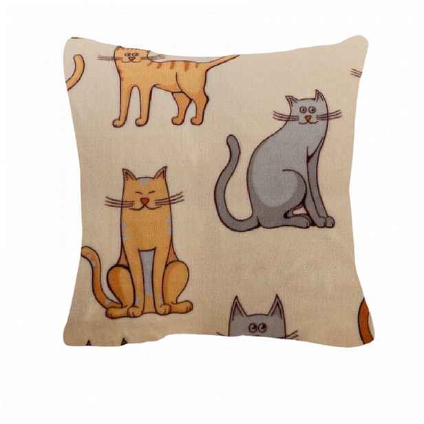 Mikroplyšový povlak na polštářek COLORED CATS 45x45 cm, krémový