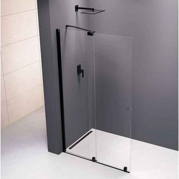 Polysan Rolls Line - Sprchové dveře 100x200 cm, Antidrop, čiré sklo/matná černá MS5-100B