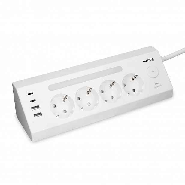 Prodlužovací Kabel lištový bílý 4 zásuvky Schuko 4 porty Usb 1,80 m