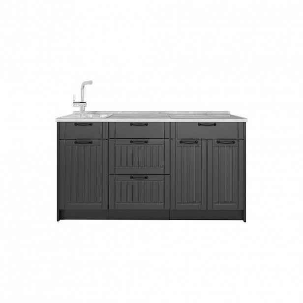 Vicco KUCHYŇSKÝ BLOK Fame-Line, Tmavě šedá/Antracit, 150 cm, PD Mramor