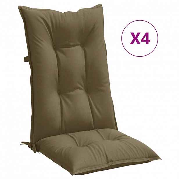 vidaXL Podušky na židli vysoké opěradlo 4 ks taupe melanž 120x50x7 cm