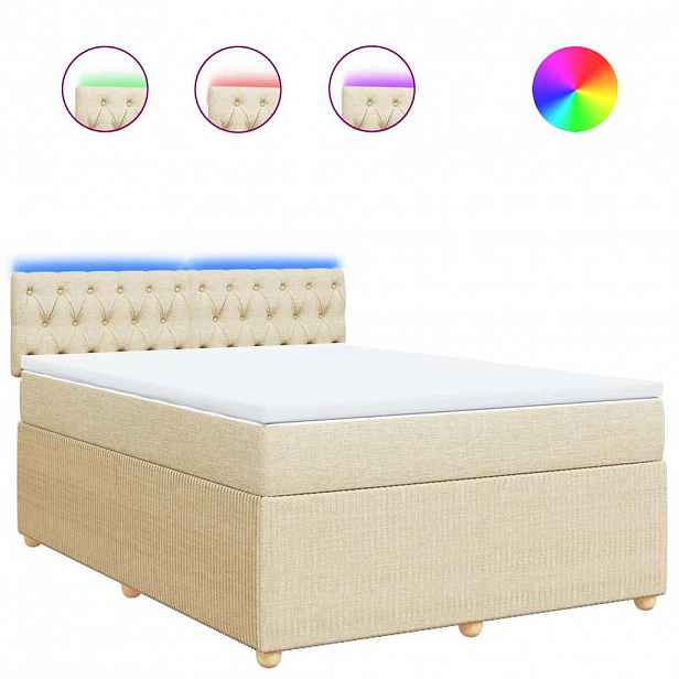 vidaXL Box spring postel s matrací krémová 140x190 cm textil