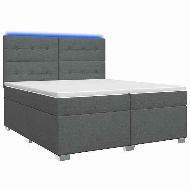 vidaXL Postel boxspring s matrací Tmavě šedá 200 x 200 cm Textil