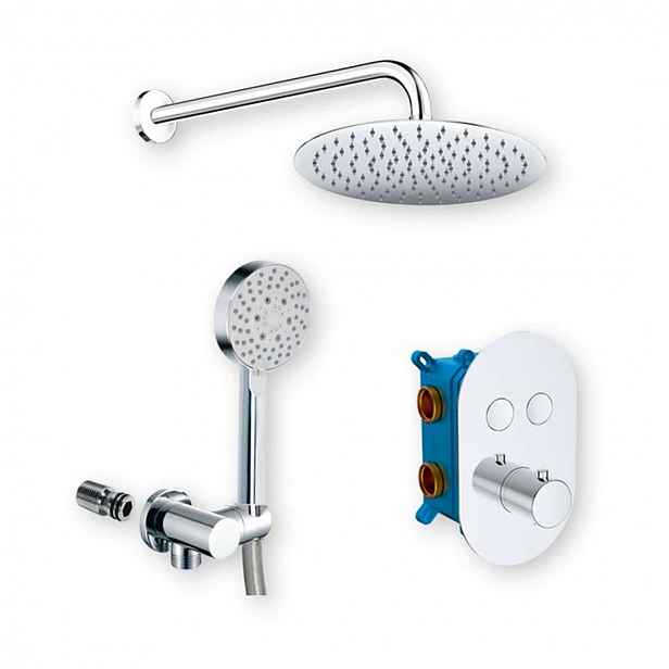 Mereo - Sprchový set s termostatem pod omítku, 20 cm, 5 proudů, chrom CB60106TB3