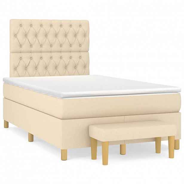 vidaXL Box spring postel s matrací krémová 120x190 cm textil