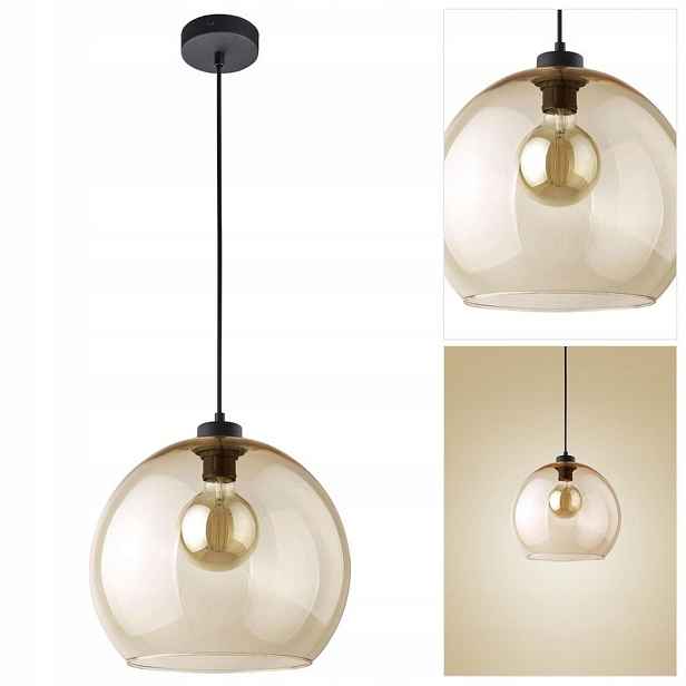 Černá závěsná lampa Cubus, moderní zlatý lesk nad stolem Tk Lighting