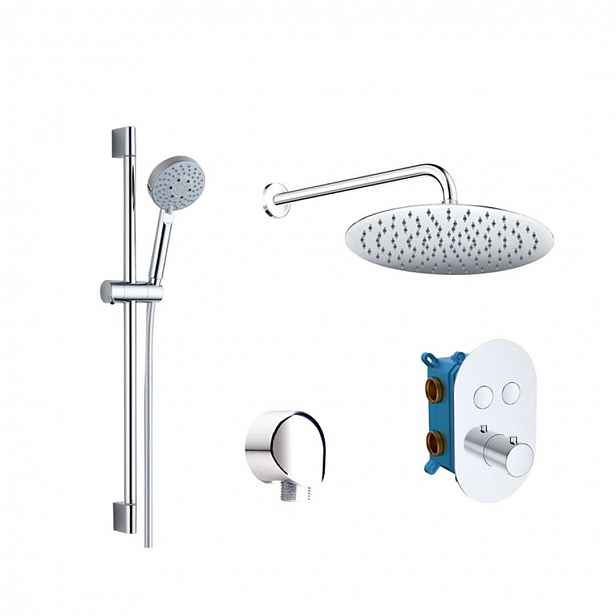 Mereo - Sprchový set s termostatem pod omítku, 20 cm, 5 proudů, chrom CB60106TB2