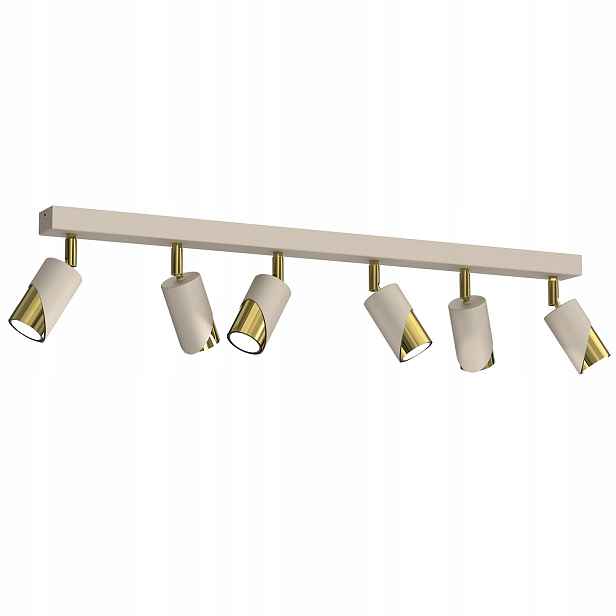 Stropní svítidlo s ozdobnými reflektory, krémová zlatá lišta, 6 bodů, 90 cm, Luminex