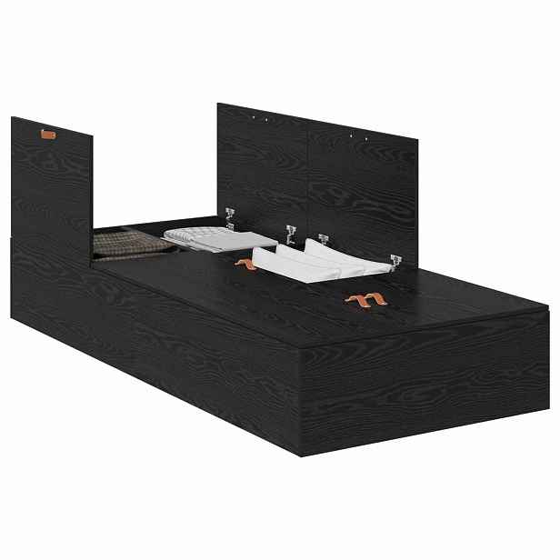 vidaXL Rám postele s úložným prostorem Černý dub 100 x 200 cm