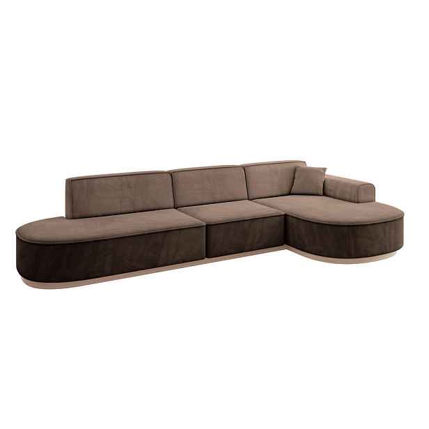 ALTDECOR ROHOVÁ SEDAČKA s otomanem, pravá MARI-L2-v1 328x171x83 Hnědá Velur