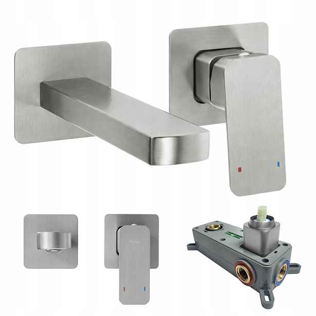 Podomítková umyvadlová baterie Rea Arlo Nikl kartáčovaná nástěnná pevná