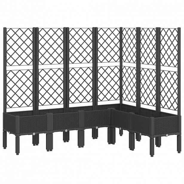 vidaXL Zahradní truhlík s treláží černý 160 x 120 x 142 cm PP