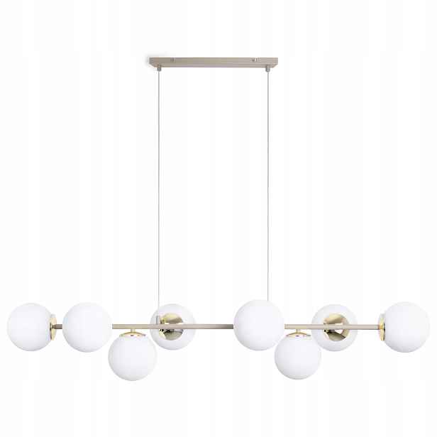 Závěsná Stropní Lampa Lustr Kašmír Béžová Bílé Koule Boho Chic Do Obývacího Pokoje