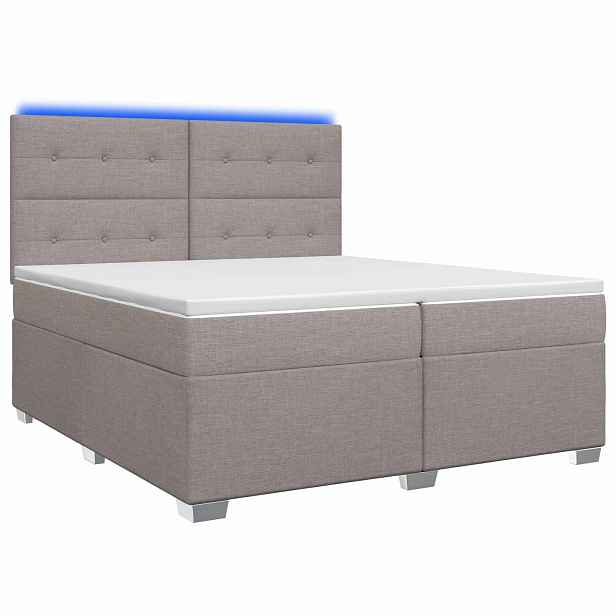 vidaXL Postel boxspring s matrací s čelo Taupe 200 x 200 cm Textil
